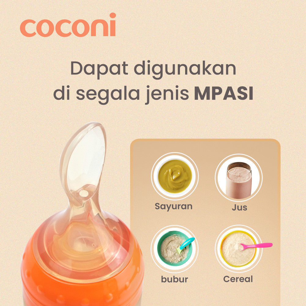 Coconi Silicone Baby Feeder Spoon | Sendok Botol Makan Bayi MPASI FOOD GRADE 120ml