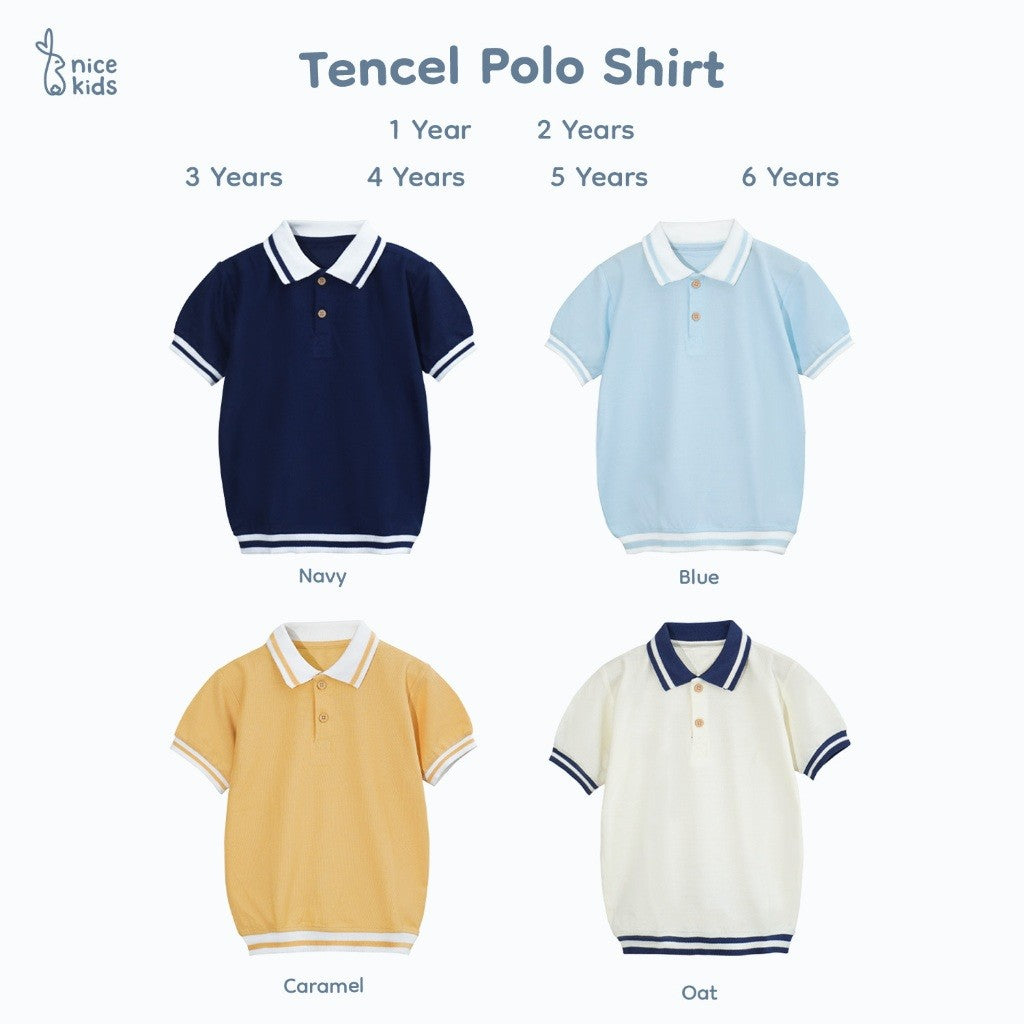 Nice Kids - Tencel Polo Shirt Kaos Atasan Anak Laki-laki Premium (1-6 Tahun)