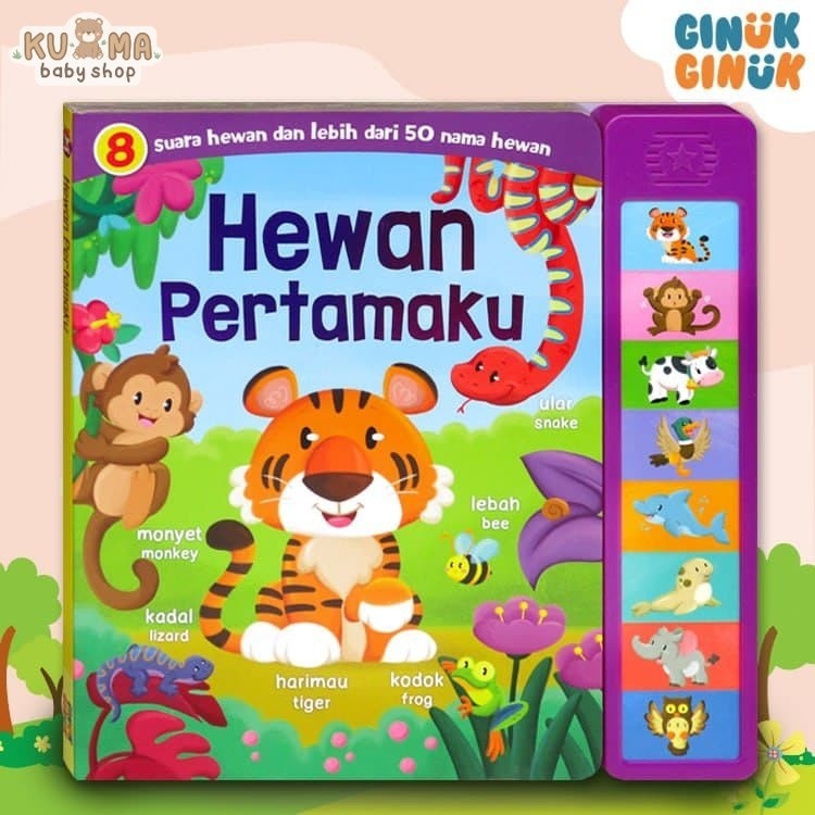 [GinukGinuk] Hewan Pertamaku Sound Book (8 suara hewan & 50 nama hewan dalam Bhs Indonesia & Bhs Inggris) Super Sound Book