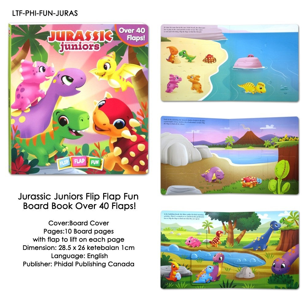 Piucky Penguins/Jurassic Juniors/Unicorns & Friends Flip Flap Fun Board Book Over 40 Flaps! [Phidal]