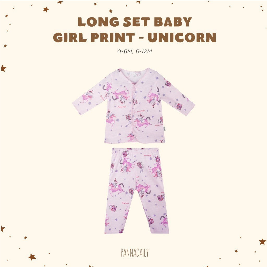 BOHOPANNA - PANNADAILY - LONG SET BABY GIRL PRINT - Setelan Baju Bayi Perempuan