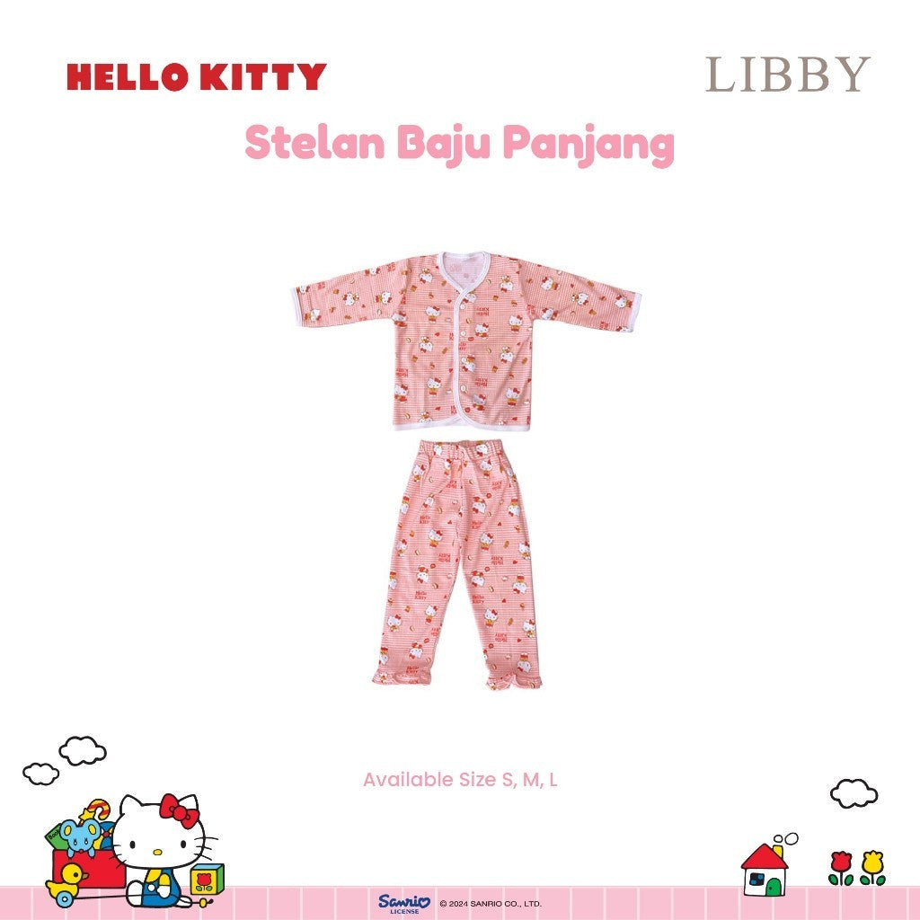 LIBBY Sanrio Setelan Piyama Baju Kancing Newborn Bayi & Anak Kecil Perempuan Kuromi Cinnamoroll Hello Kitty (1 Stel)