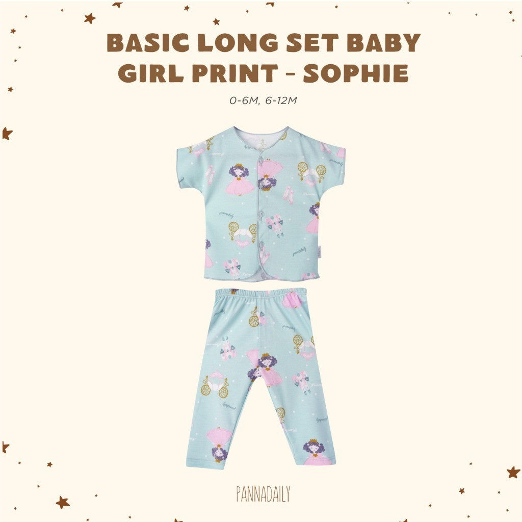 BOHOPANNA - PANNADAILY - BASIC LONG SET BABY GIRL PRINT - Setelan Baju Bayi Perempuan