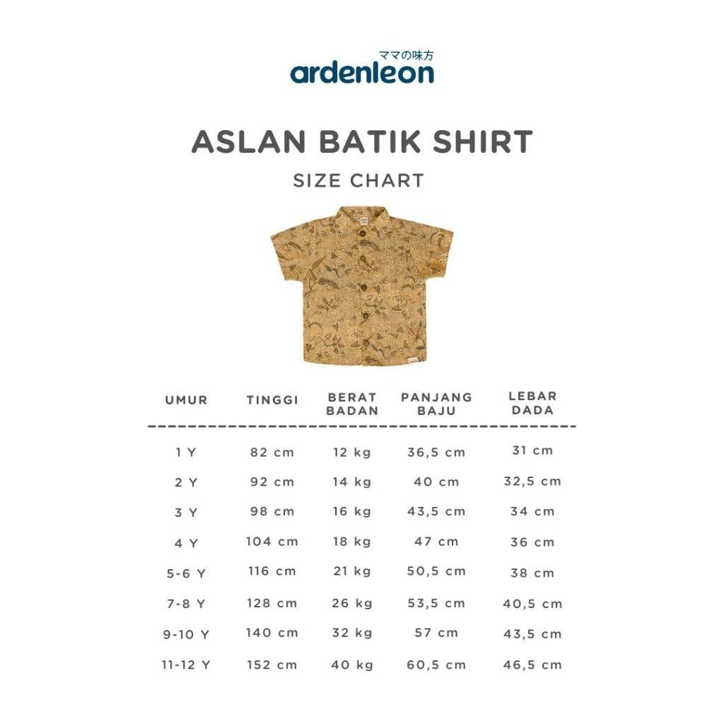 ARDENLEON Atasan Kemeja Anak Laki Laki Aslan Batik Shirt