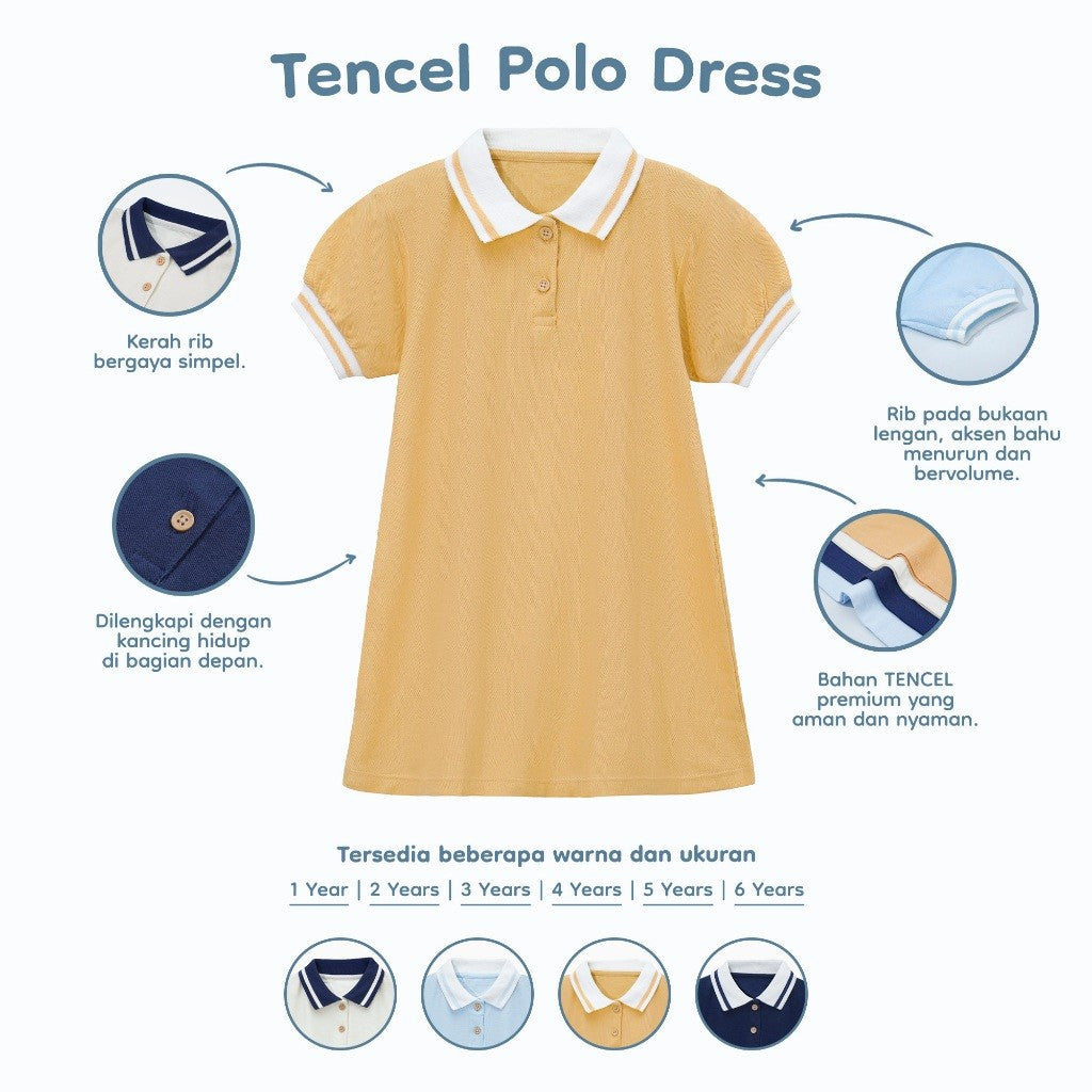 Nice Kids - Tencel Polo Dress (Dress Anak Perempuan Premium 1-6 Tahun)