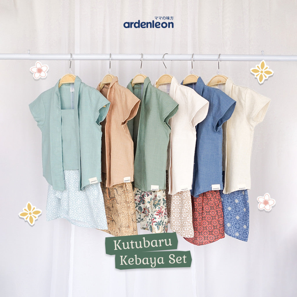 ARDENLEON Setelan Anak Perempuan Batik Kutubaru Kebaya Set
