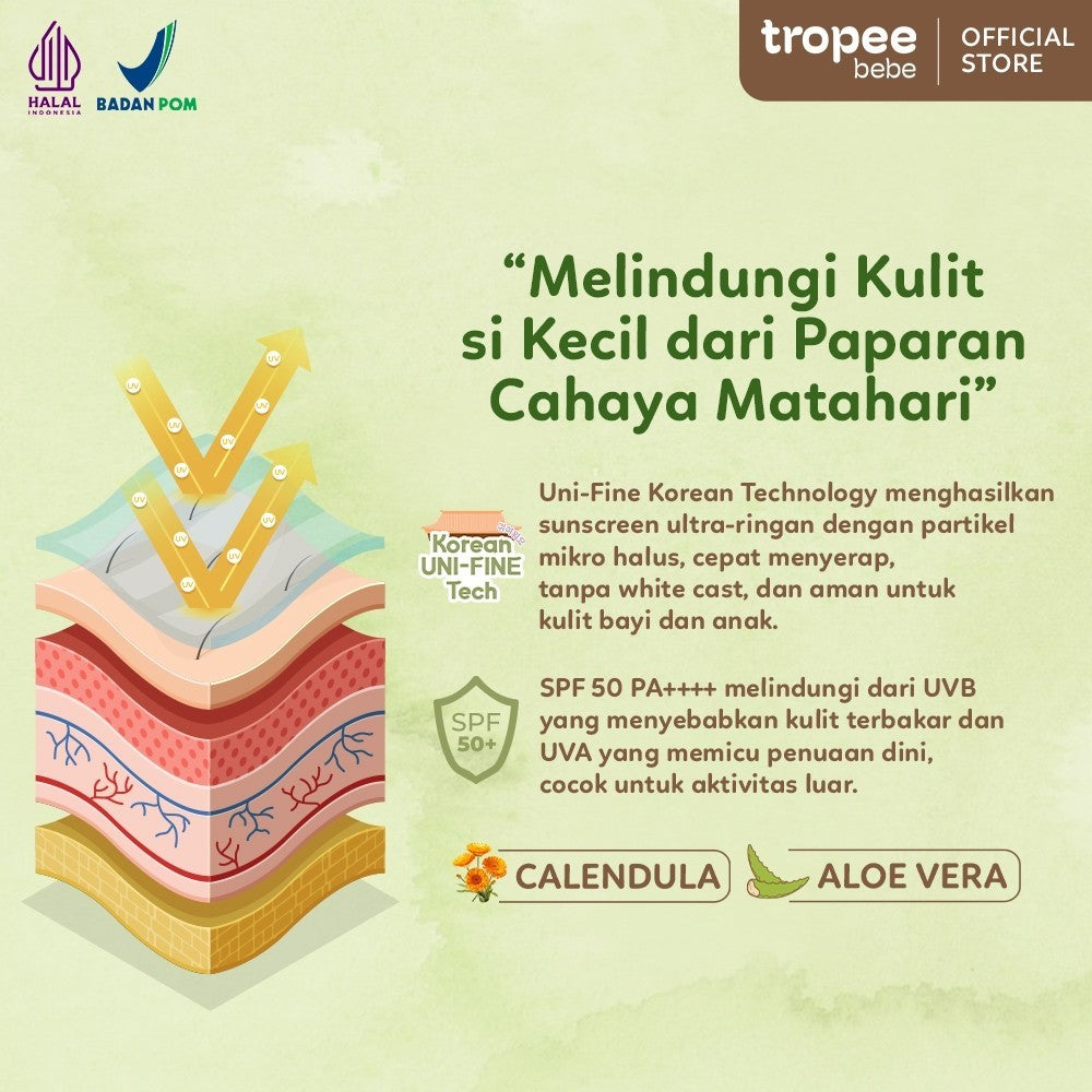 Tropee Bebe Sunscreen 30ml | Physical Sunscreen Bayi & Anak SPF 50 PA++++