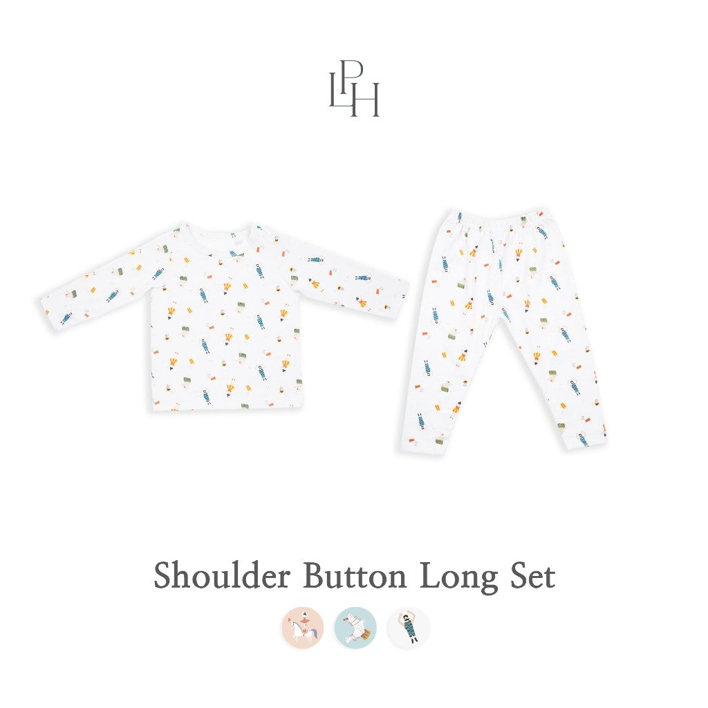 Little Palmerhaus - Little Wear Shoulder Button Long Set 26.0 (Setelan Anak Lengan Panjang)