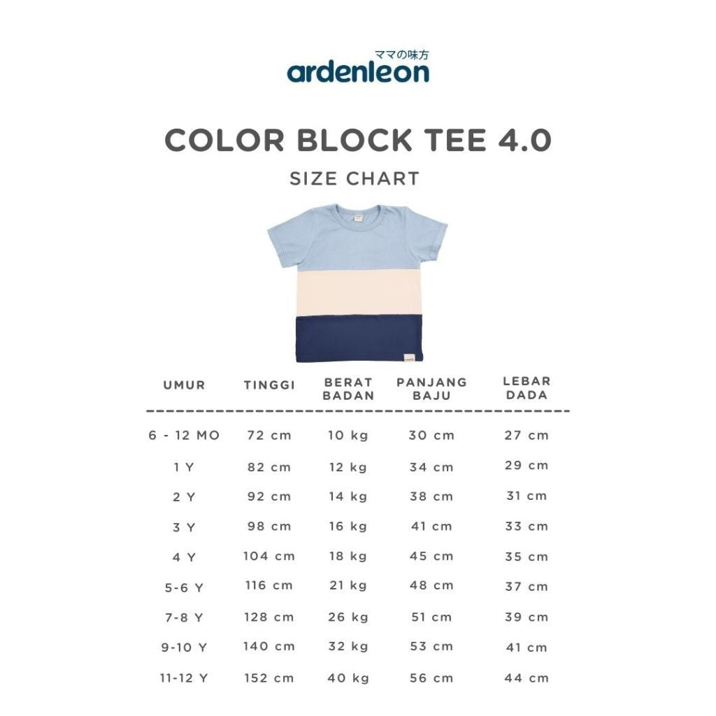 ARDENLEON Atasan Kaos Anak Color Block Tee 4.0 6 Bulan - 12 Tahun