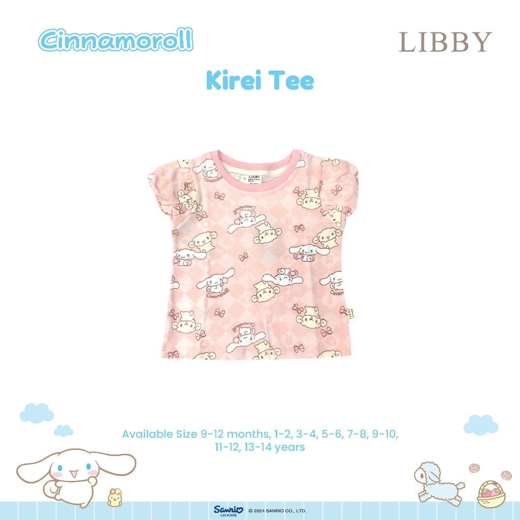 Libby Sanrio Kirei Tee Atasan Anak Perempuan Baju Anak Perempuan Kuromi Cinnamoroll 1 - 4 tahun (1 PCS)
