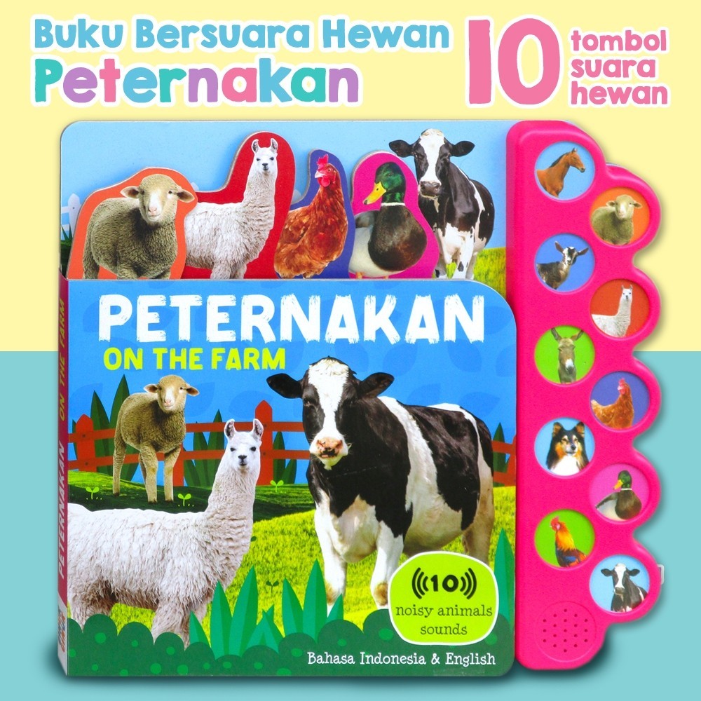 Buku Bersuara Hewan Peternakan & Alam Liar 10 tombol suara hewan - Animals Sound Book [GinukGinuk]