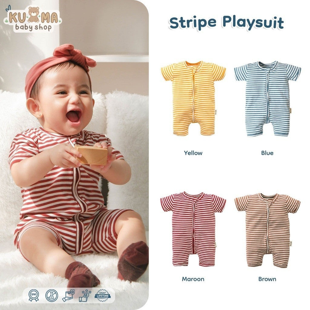 Nice Kids - Stripe Playsuit Baby (Baby Jumper Romper Onesies Bayi Baju Terusan 0-2 Tahun)