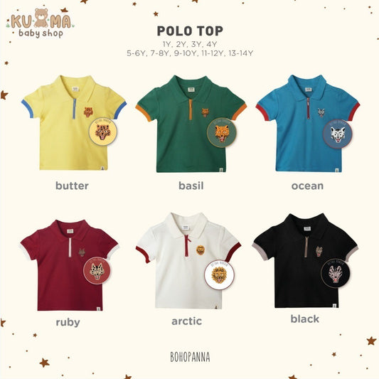 BOHOPANNA - POLO TOP - Atasan Anak Laki-Laki - Polo Boy - Kaos Polo