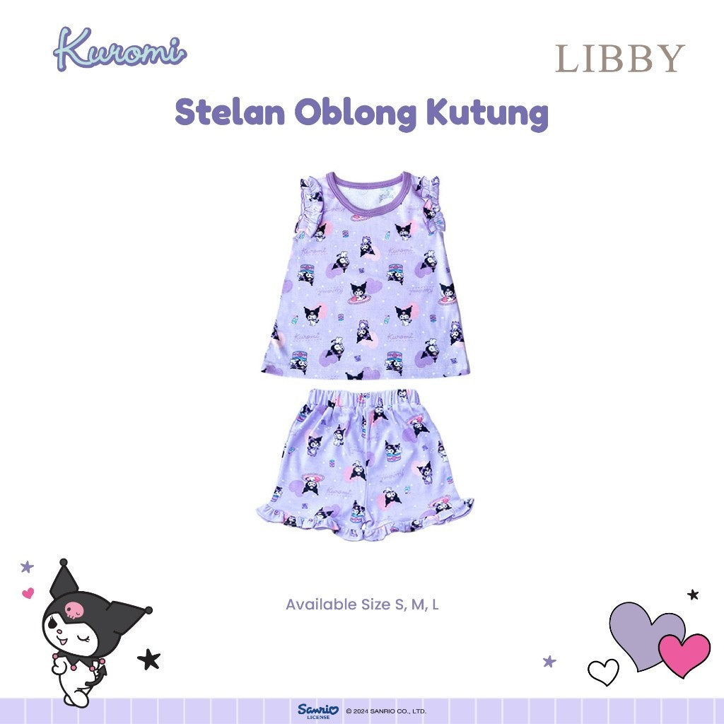 LIBBY Sanrio Setelan Piyama Oblong Anak Perempuan Kuromi Cinnamoroll Hello Kitty (1 Stel)
