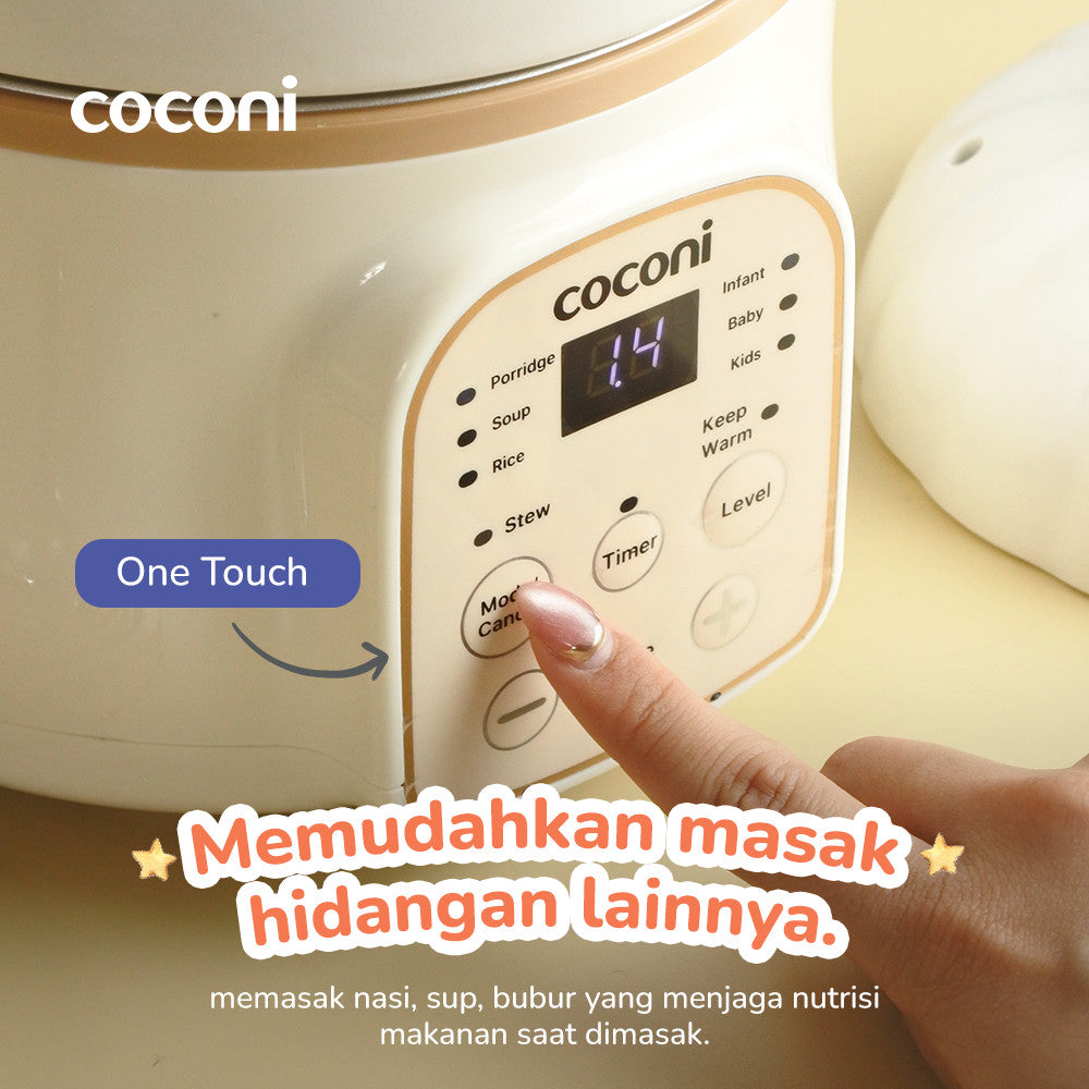 COCONI Umi Slow Cooker 1L | Slow Cooker Alat Masak Makanan Bayi Digital Alat Masak MPASI Makanan Bayi