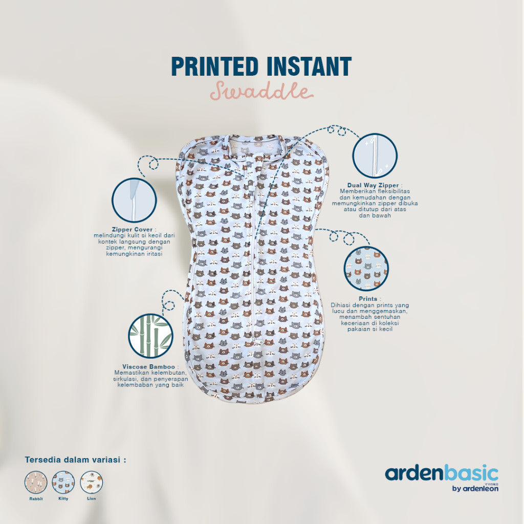 ARDENLEON ArdenBasic Printed Instant Swaddle Bedong Bayi