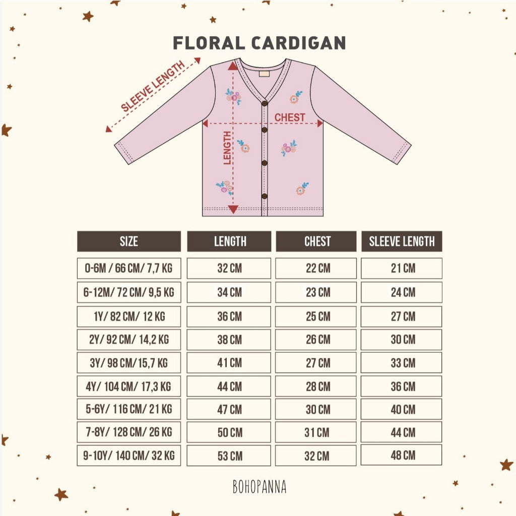 BOHOPANNA - FLORAL CARDIGAN - CARDIGAN ANAK PEREMPUAN