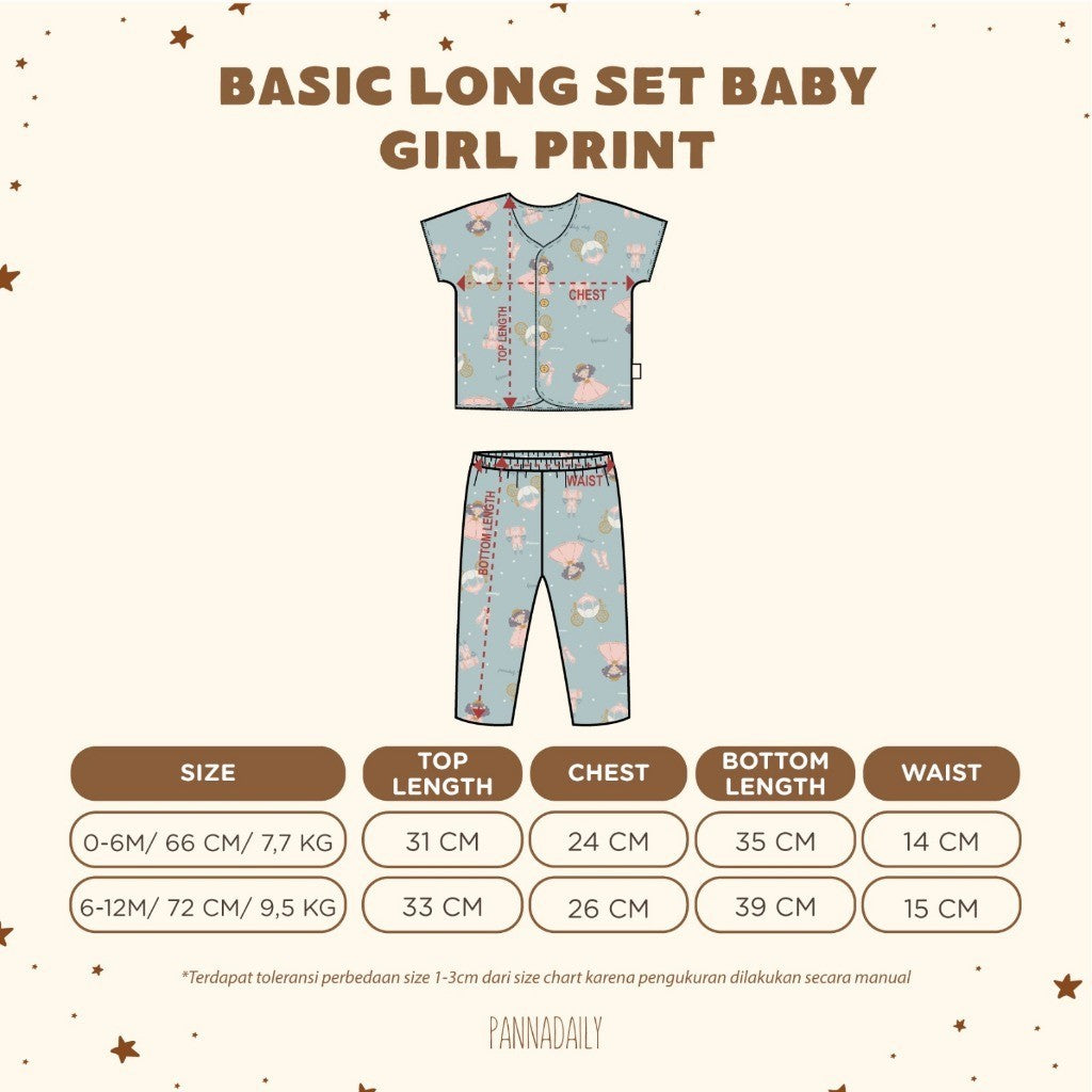 BOHOPANNA - PANNADAILY - BASIC LONG SET BABY GIRL PRINT - Setelan Baju Bayi Perempuan