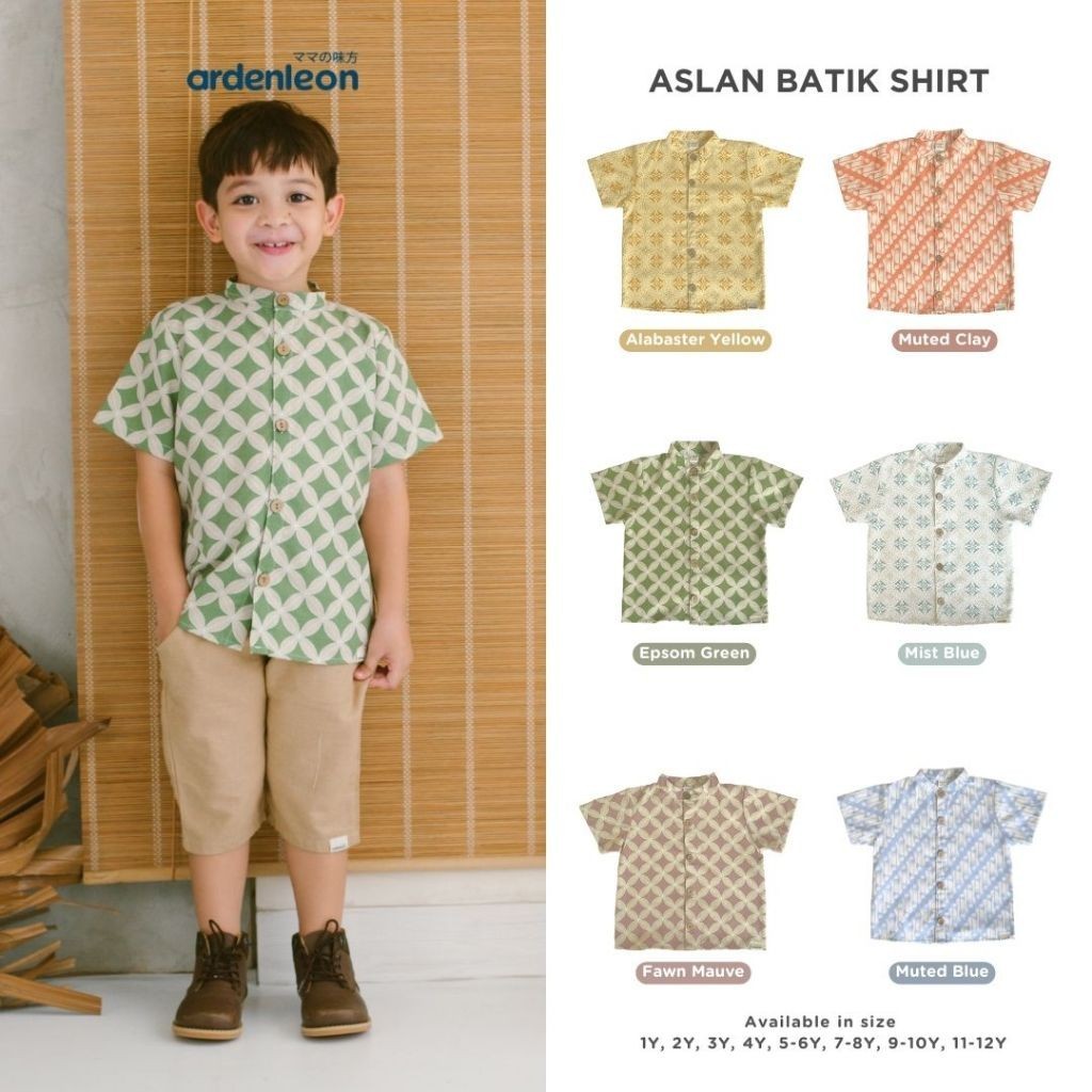 ARDENLEON Atasan Kemeja Anak Laki Laki Aslan Batik Shirt