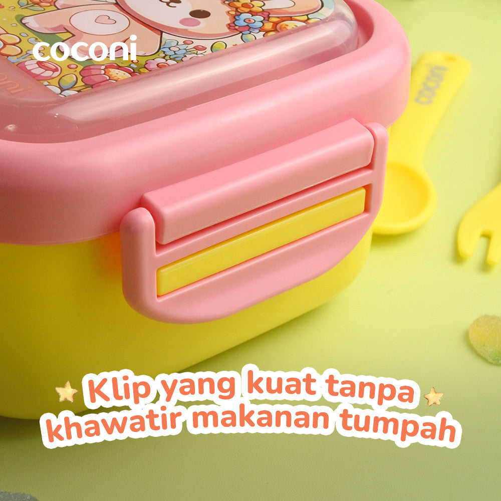 COCONI Travel Feeding Set With Fork and Spoon | Kotak Makan Anak Traveling Dengan Sendok dan Garpu