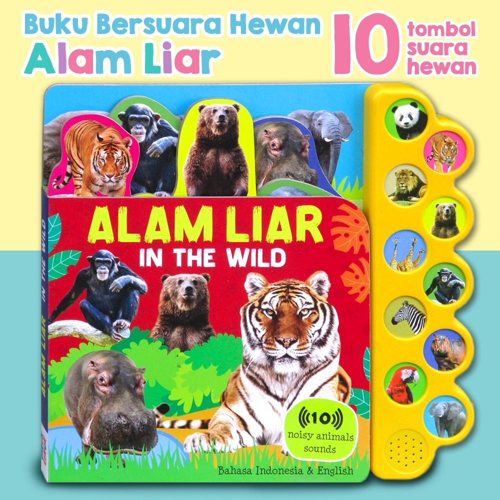 Buku Bersuara Hewan Peternakan & Alam Liar 10 tombol suara hewan - Animals Sound Book [GinukGinuk]