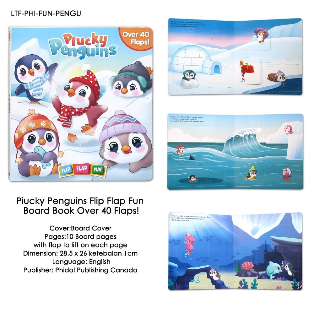 Piucky Penguins/Jurassic Juniors/Unicorns & Friends Flip Flap Fun Board Book Over 40 Flaps! [Phidal]
