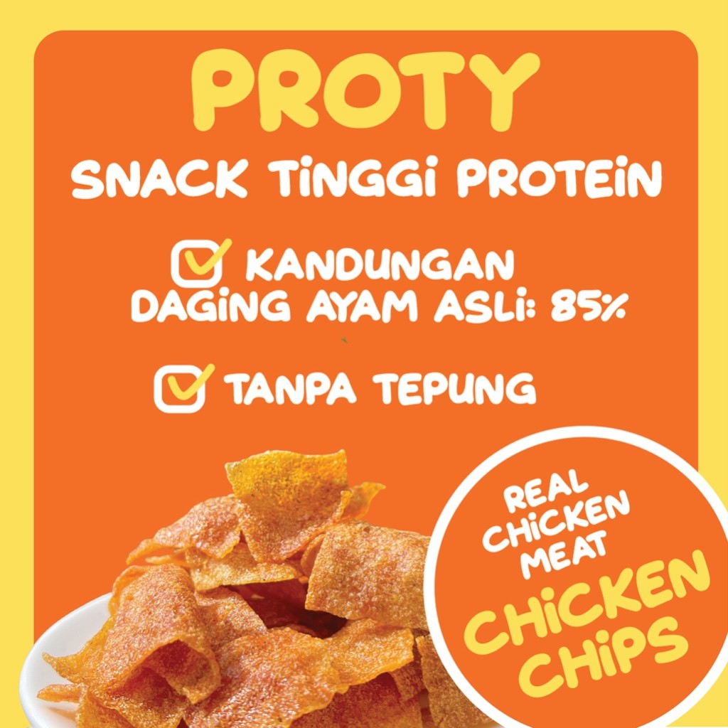 PROTY Chicken Chips Keju Cheese (1 pcs) - Keripik Daging Ayam - Snack Cemilan Tinggi Protein