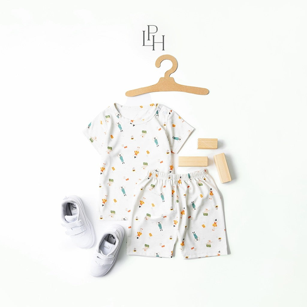 Little Palmerhaus - Little Wear Shoulder Button Short Set 26.0 (Setelan Anak Lengan Panjang)