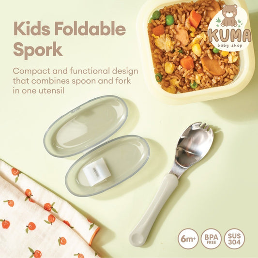 Little Dimple Kid's Foldable Spork Spoon Fork Lipat Sendok Garpu Anak