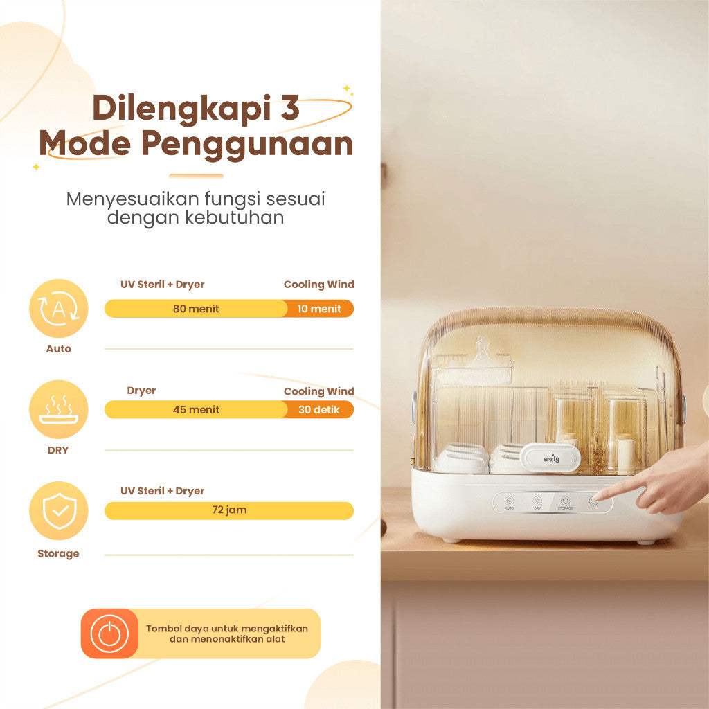 Emily UV Sterillizer & Dryer 16L 180W Sterillizer Baby / Sterillizer Botol Bayi Pengering Alat Bayi EST 19807