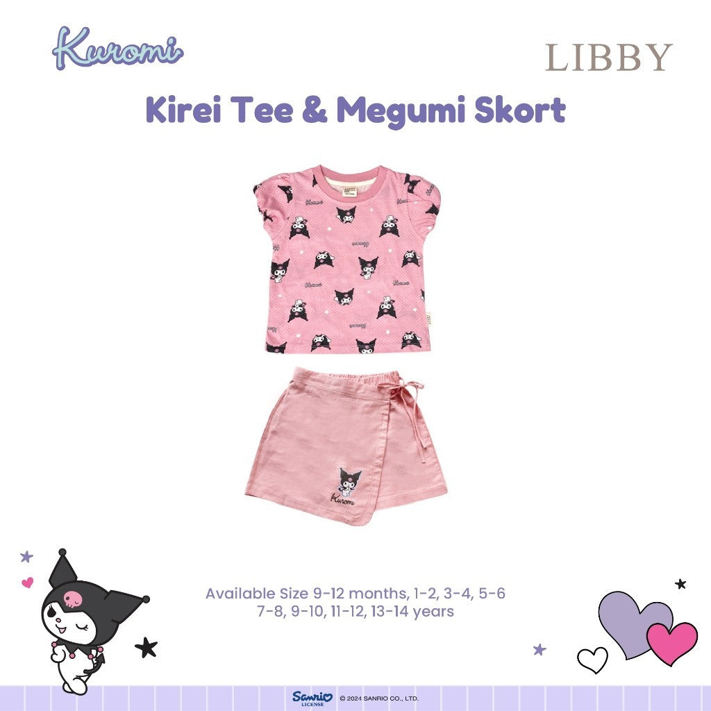 LIBBY Sanrio Setelan Main Anak Perempuan Kirei Tee & Megumi Skort Kuromi Cinnamoroll 9 Bulan - 4 Tahun (1 STEL)
