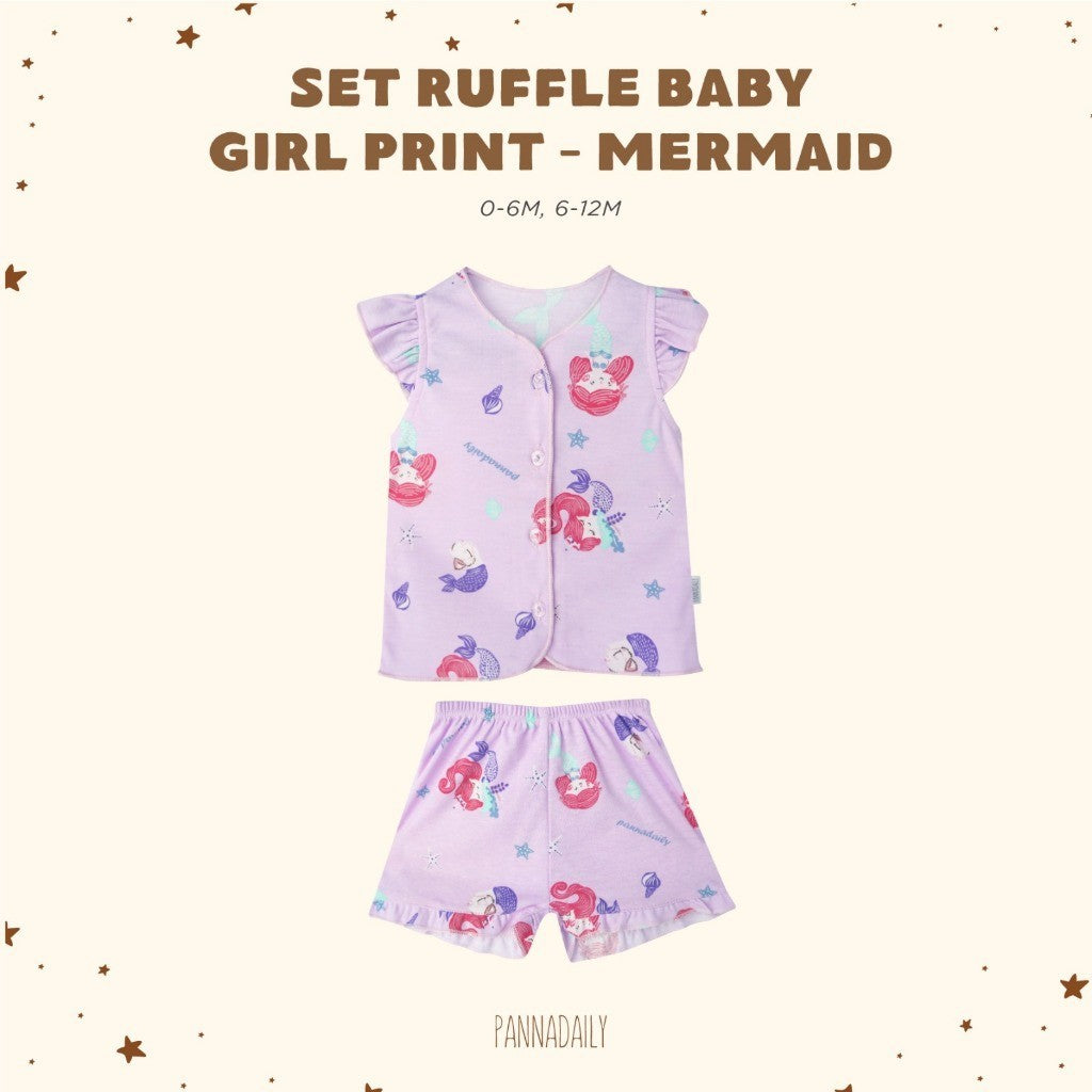 BOHOPANNA - PANNADAILY - SET RUFFLE BABY GIRL PRINT - Setelan Baju Anak Perempuan