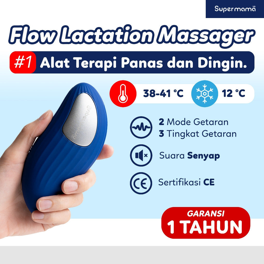 Supermama Lab Flow Lactation Massager | Alat Pijat Laktasi ASI dengan Mode Penghangat dan Pendingin | Breast Relaxant Atasi Sumbatan ASI & Redakan Nyeri Payudara | Pijat Panas/Dingin |