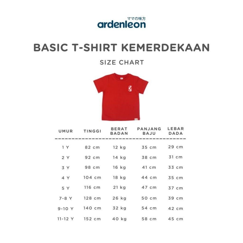ARDENLEON Atasan Kaos Anak Basic T-Shirt Kemerdekaan 17 Agustus Indonesia