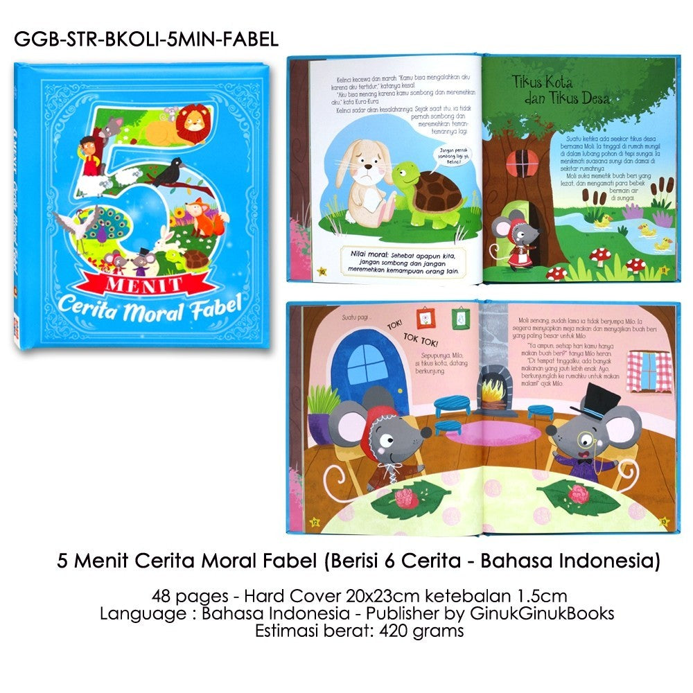 Kumpulan Cerita Moral Fabel & Cerita Sebelum Tidur (isi 6 cerita Bahasa Indonesia - Kumpulan Cerita 5 Menit)