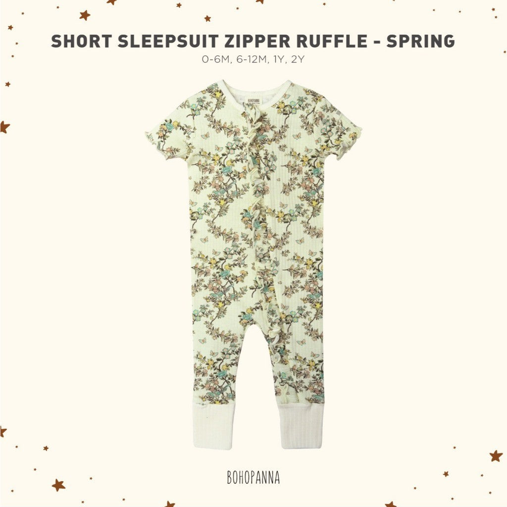 BOHOPANNA - SHORT SLEEPSUIT ZIPPER RUFFLE - Jumper Bayi