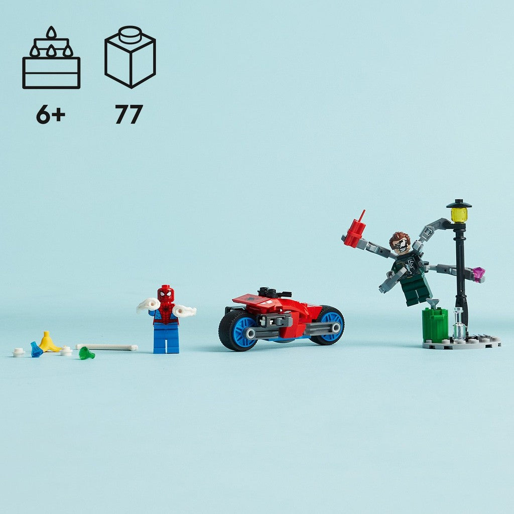 LEGO Super Heroes Marvel 76275 Motorcycle Chase: Spider-Man vs. Doc Ock (77 Pieces) Super Heroes Toys (6 Tahun+)