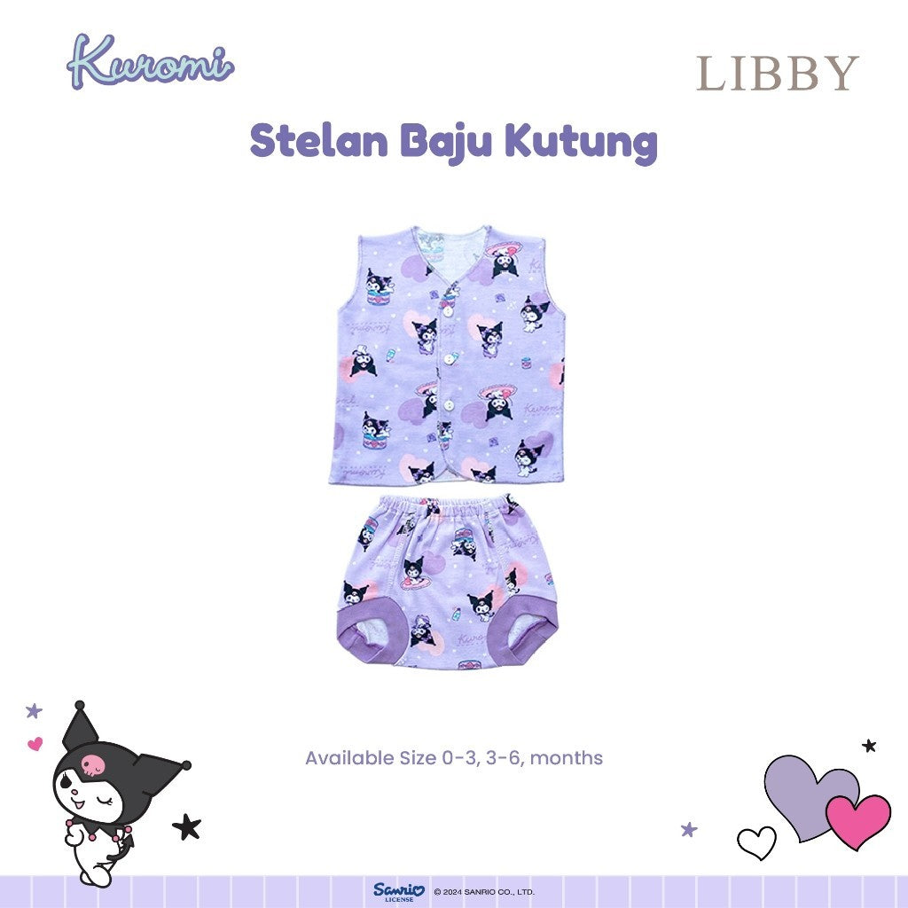LIBBY Sanrio Setelan Piyama Baju Kancing Newborn Bayi & Anak Kecil Perempuan Kuromi Cinnamoroll Hello Kitty (1 Stel)