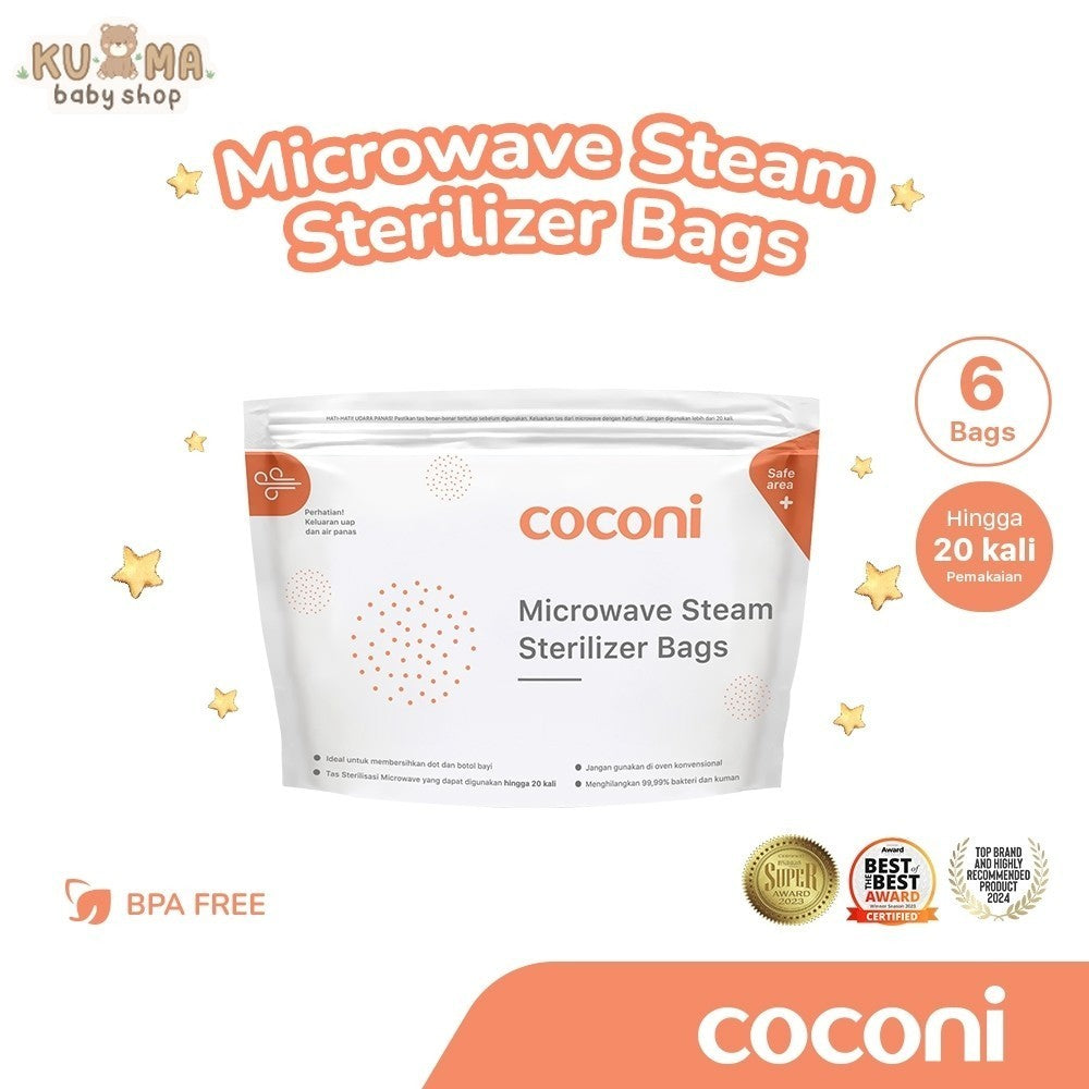 COCONI Microwave Steam Sterilizer Bag 6 Pcs | Reusable Kantong Sterilizer Botol Susu Perlengkapan Bayi isi 6Pcs