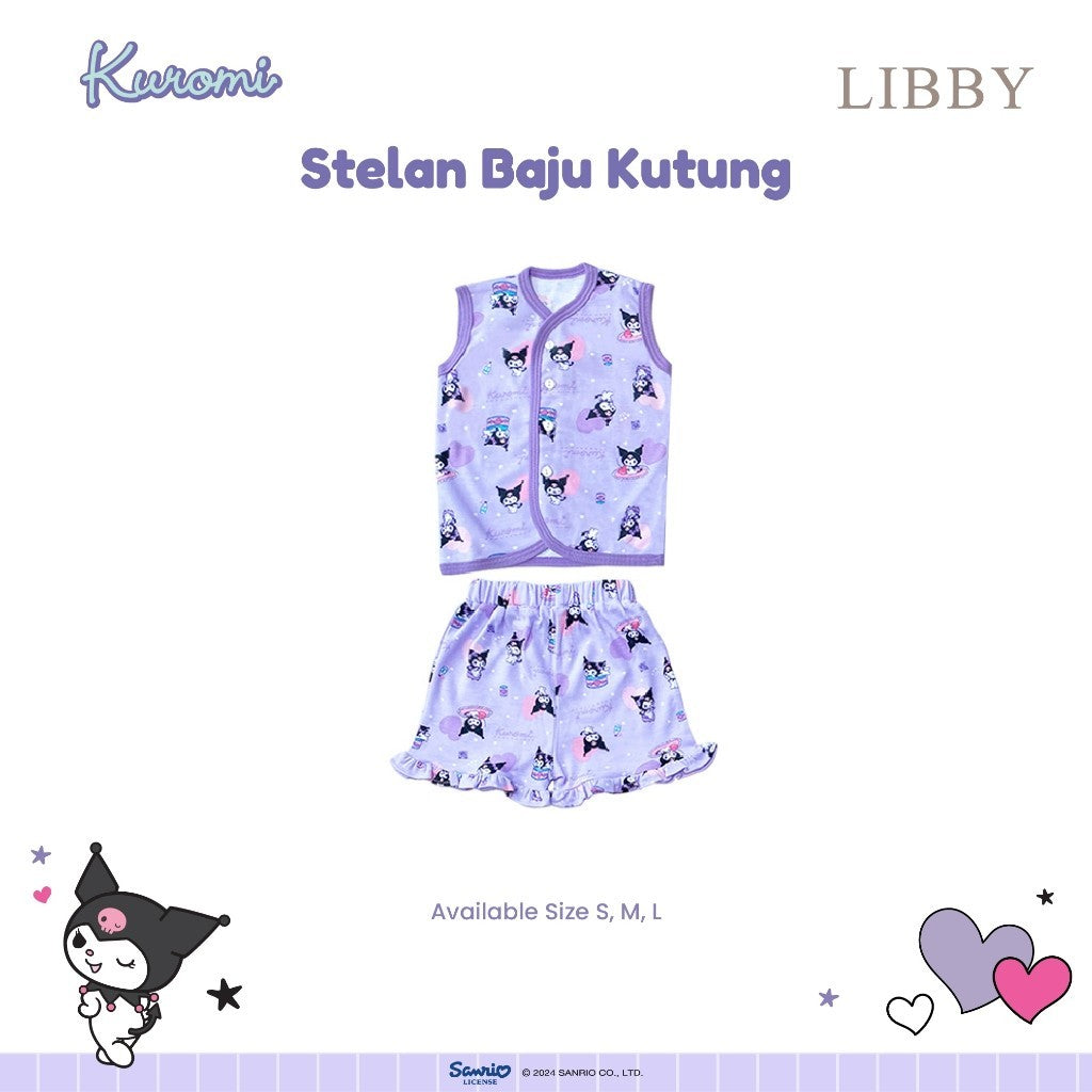 LIBBY Sanrio Setelan Piyama Baju Kancing Newborn Bayi & Anak Kecil Perempuan Kuromi Cinnamoroll Hello Kitty (1 Stel)