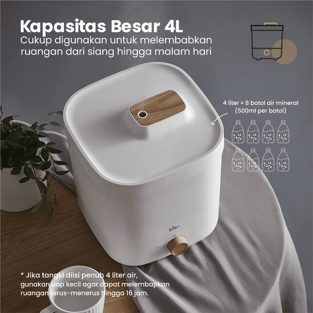 BEAR Top Fill Humidifier 4 L Diffuser Essential Oil Aromaterapi 4L / Alat Penjaga Kelembaban Udara Ruangan