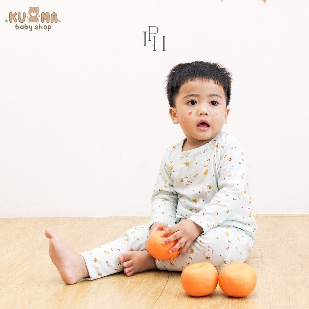 Little Palmerhaus - Little Wear Shoulder Button Long Set 26.0 (Setelan Anak Lengan Panjang)