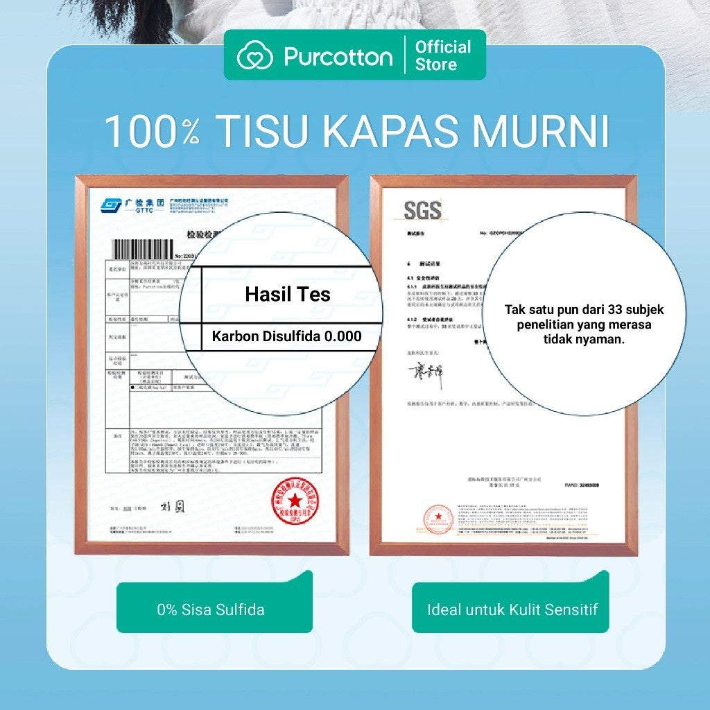 PURCOTTON Natural Cotton Tissue 100 Lembar - Tisu Wajah Kapas Lembut & Serbaguna