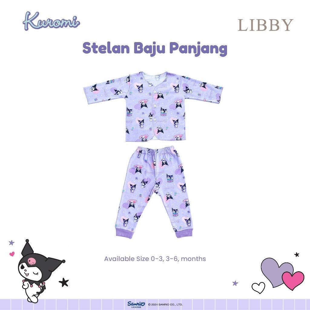 LIBBY Sanrio Setelan Piyama Baju Kancing Newborn Bayi & Anak Kecil Perempuan Kuromi Cinnamoroll Hello Kitty (1 Stel)