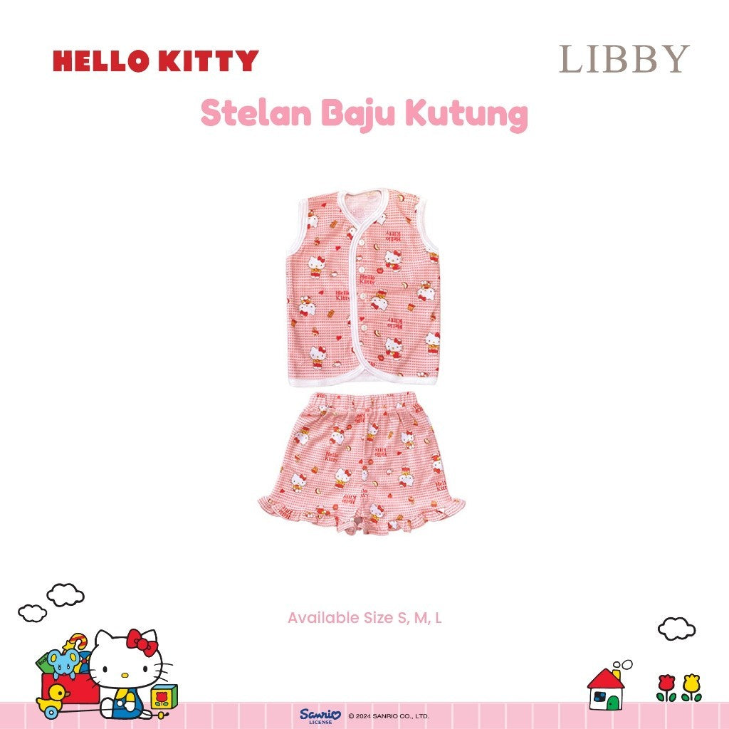 LIBBY Sanrio Setelan Piyama Baju Kancing Newborn Bayi & Anak Kecil Perempuan Kuromi Cinnamoroll Hello Kitty (1 Stel)