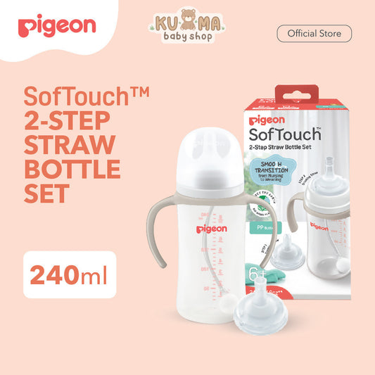 PIGEON BOTOL BPP WIDE NECK 240 W/SOFTOUCH STRAW ALL IN ONE SET Botol Minum Anak Belajar
