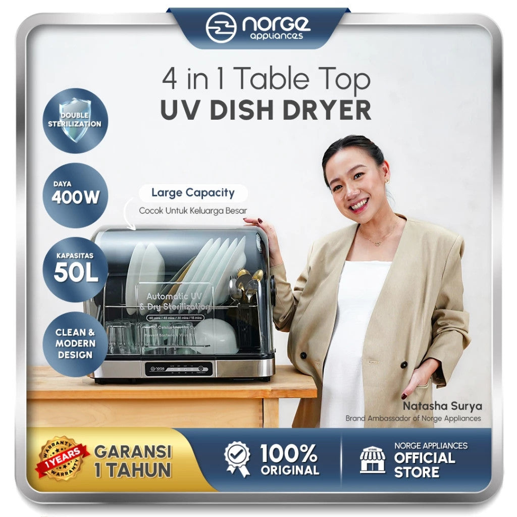 Norge 4in1 Table-top UV Dish Dryer 50L/400WATT (FREEBUBBLEWRAP) Rak Pengering dan Steril Alat Makan