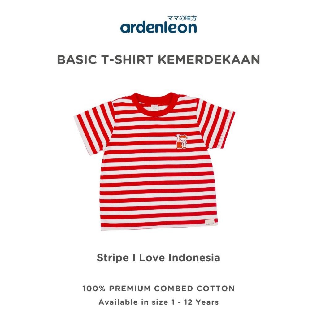 ARDENLEON Atasan Kaos Anak Basic T-Shirt Kemerdekaan 17 Agustus Indonesia