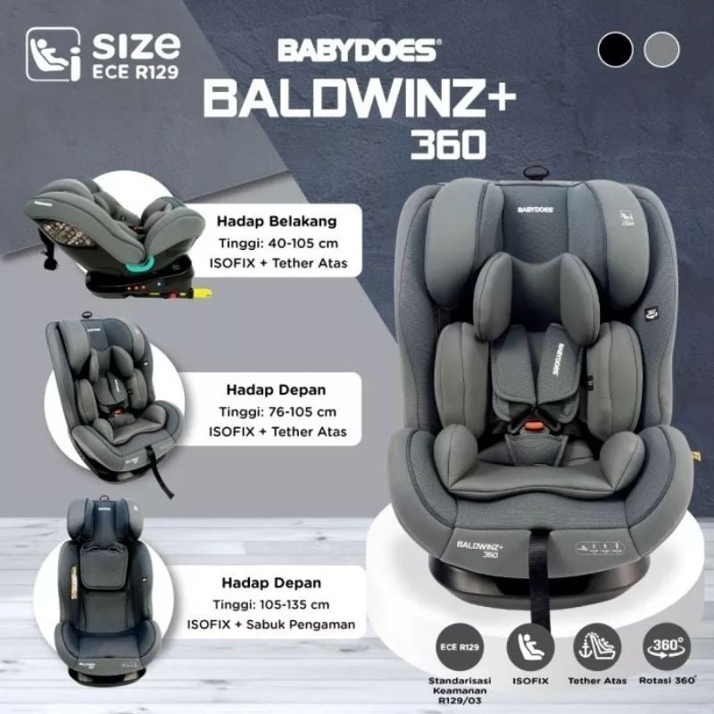 Babydoes Baldwinz + 2.0 Rotatable Carseat Bayi Dudukan Mobil Bayi 360