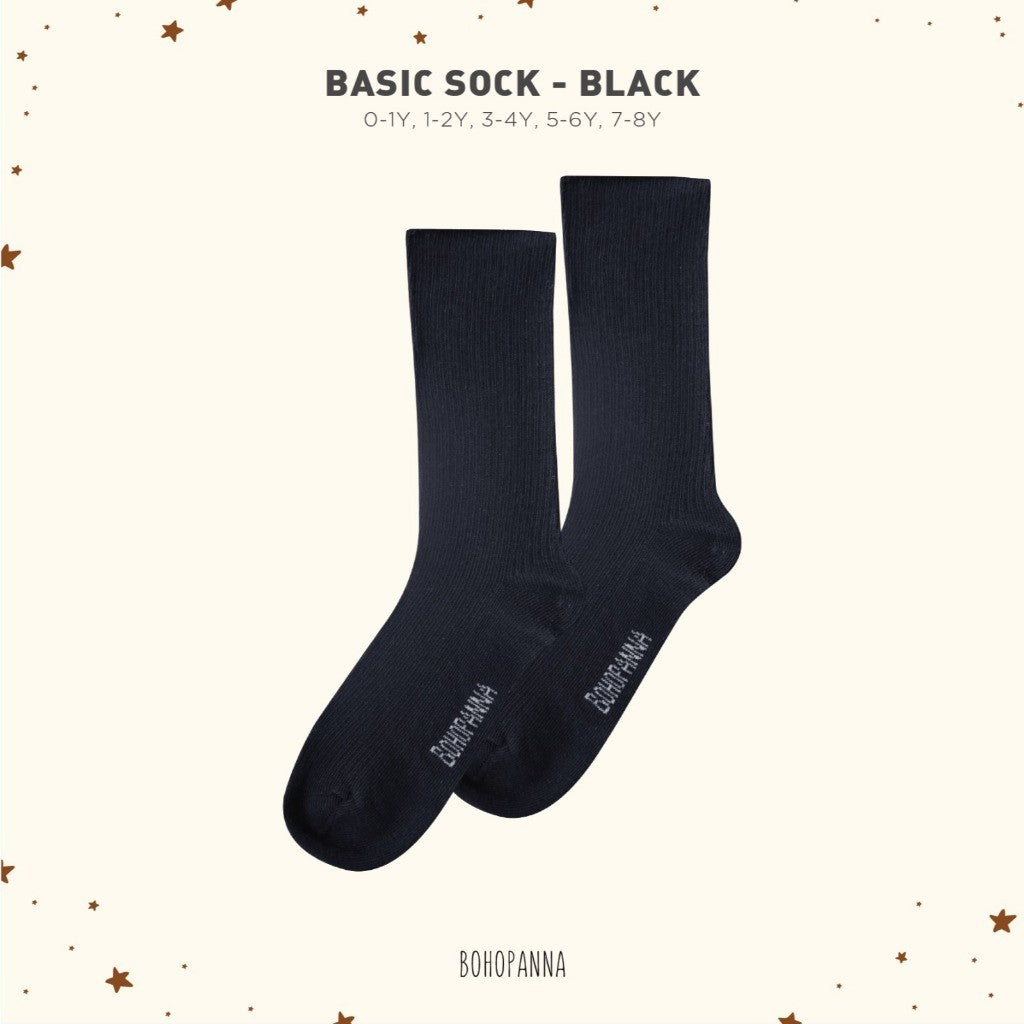 BOHOPANNA - BASIC SOCK - BUNDLING SOCK ISI 3 - KAOS KAKI SEKOLAH ANAK HITAM PUTIH ABU